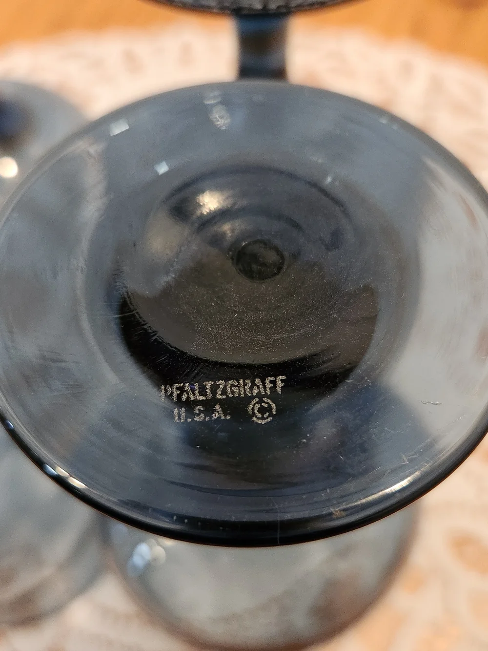 SET OF 4 Pfaltzgraff Yorktowne 8oz Smoky Blue Etched Goblets
